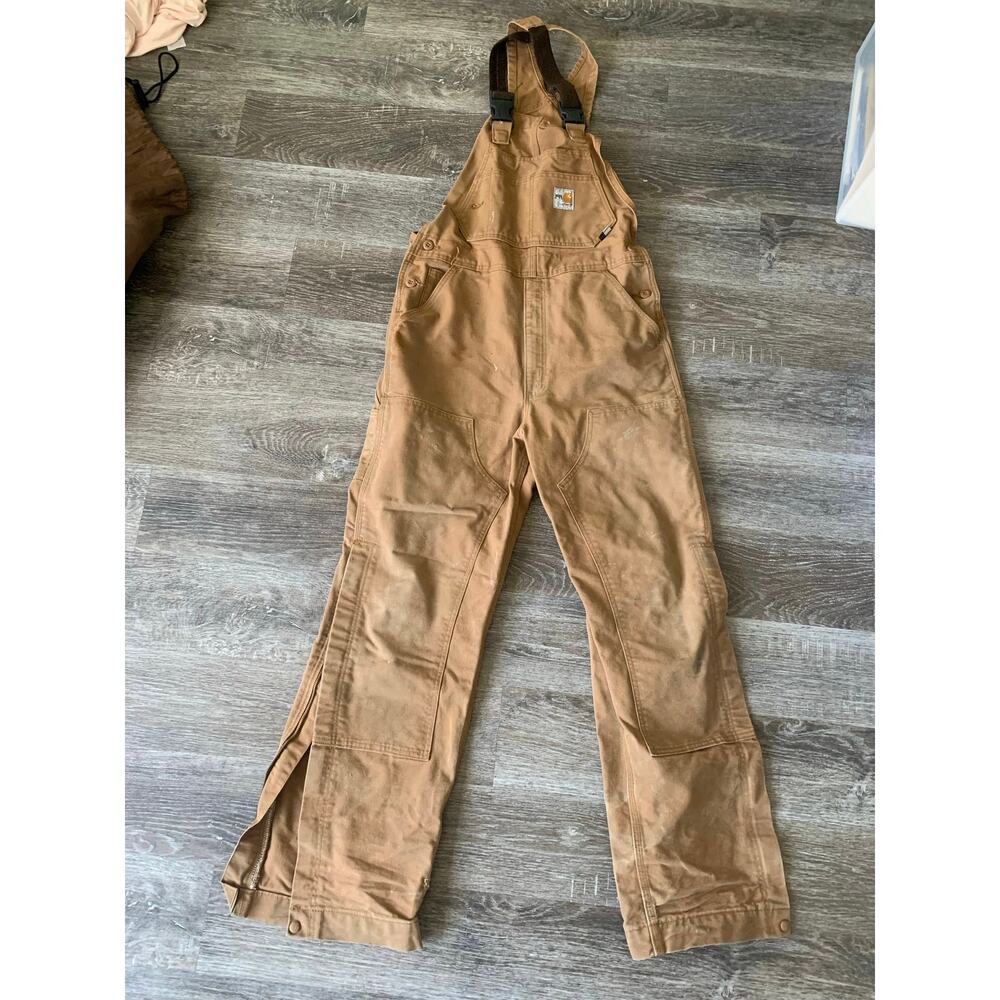 Carhartt FR Flame Resistant Duck Bib Overalls 34x34 CAT 2 ATPV 16 Brown Canvas